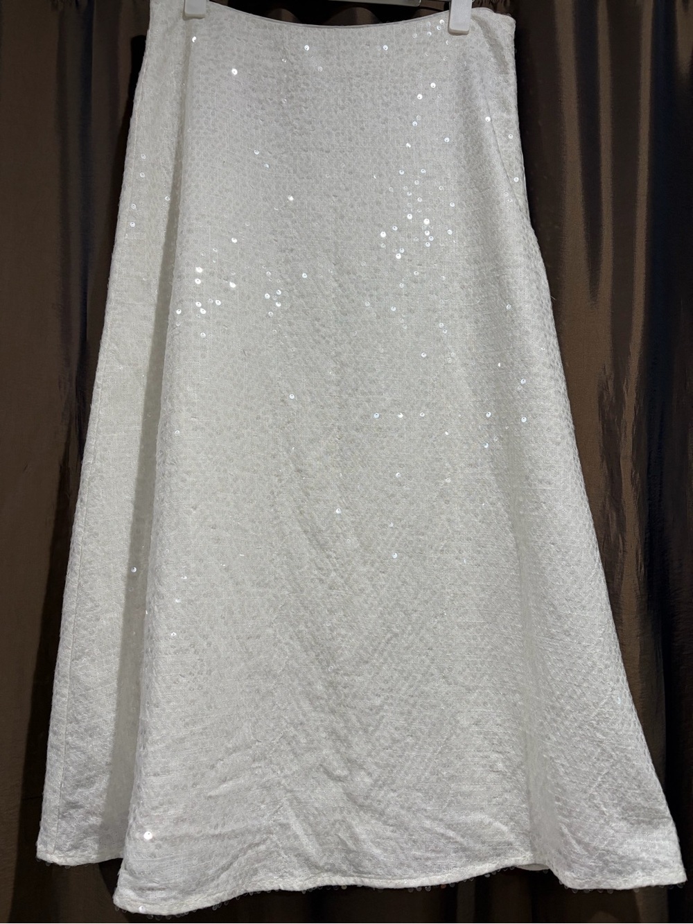 Elegant White Sequin A-Line Women's skirt/ Size 8